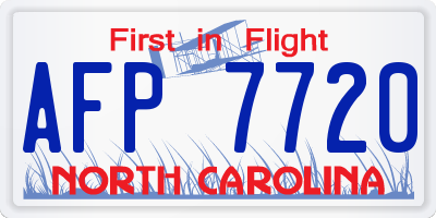 NC license plate AFP7720