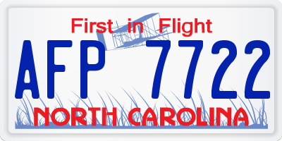 NC license plate AFP7722