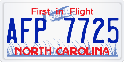 NC license plate AFP7725