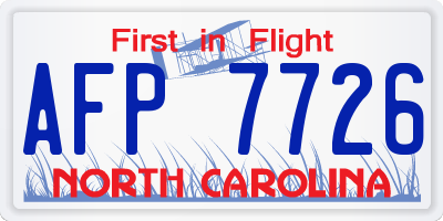 NC license plate AFP7726