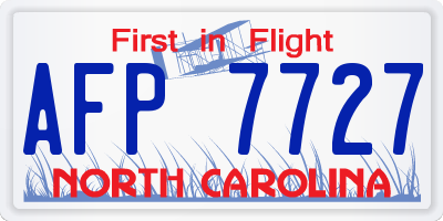 NC license plate AFP7727