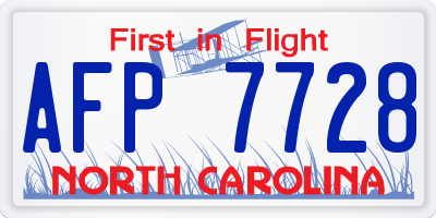 NC license plate AFP7728