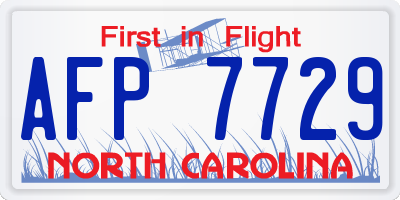 NC license plate AFP7729