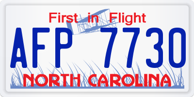 NC license plate AFP7730