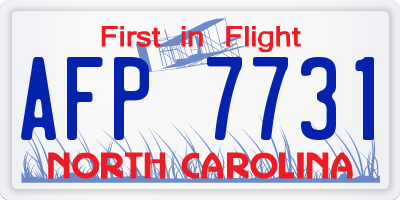 NC license plate AFP7731