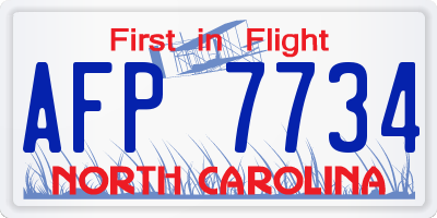 NC license plate AFP7734