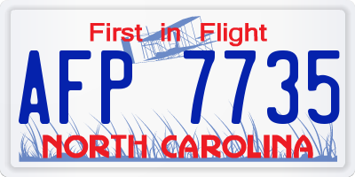 NC license plate AFP7735