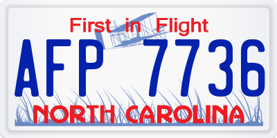 NC license plate AFP7736