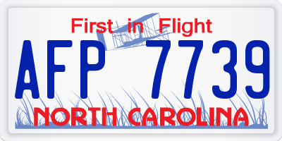 NC license plate AFP7739
