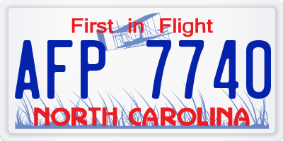 NC license plate AFP7740