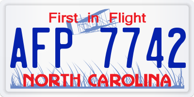 NC license plate AFP7742