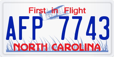 NC license plate AFP7743