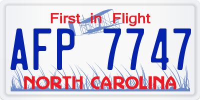NC license plate AFP7747