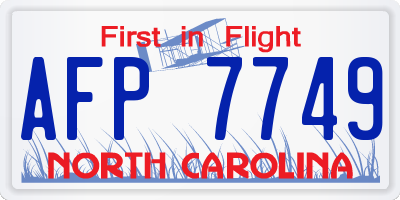 NC license plate AFP7749