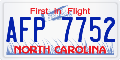 NC license plate AFP7752