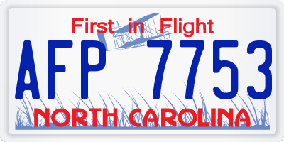 NC license plate AFP7753