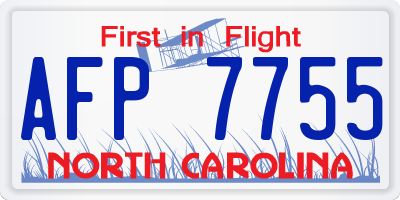 NC license plate AFP7755
