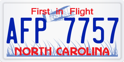 NC license plate AFP7757