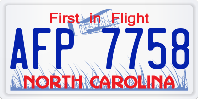 NC license plate AFP7758