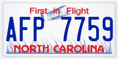 NC license plate AFP7759