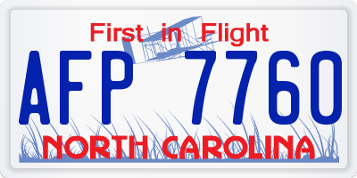 NC license plate AFP7760