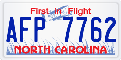 NC license plate AFP7762