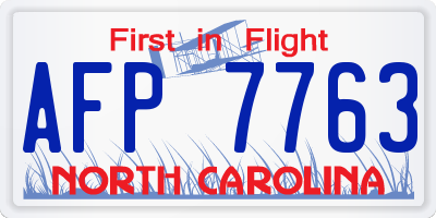 NC license plate AFP7763