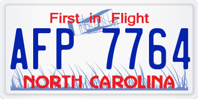 NC license plate AFP7764