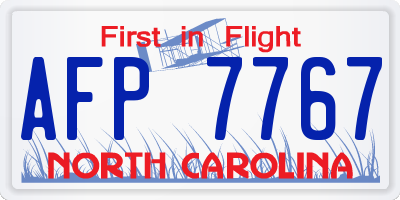 NC license plate AFP7767