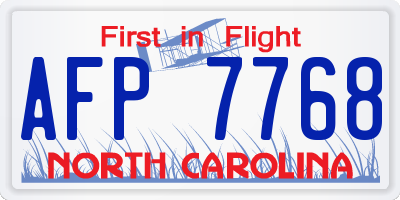 NC license plate AFP7768