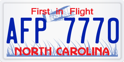 NC license plate AFP7770