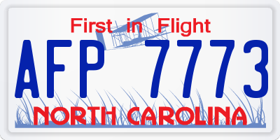 NC license plate AFP7773