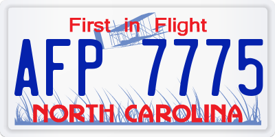 NC license plate AFP7775