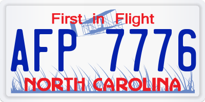 NC license plate AFP7776
