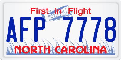 NC license plate AFP7778
