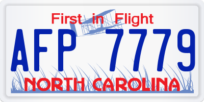 NC license plate AFP7779