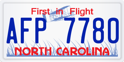 NC license plate AFP7780