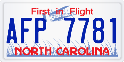 NC license plate AFP7781
