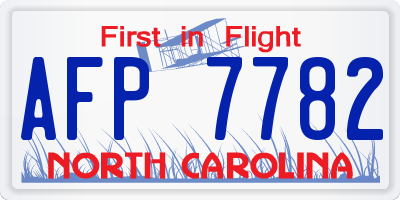NC license plate AFP7782