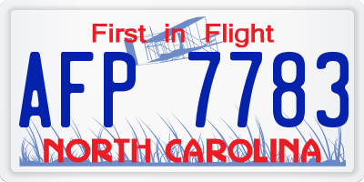 NC license plate AFP7783