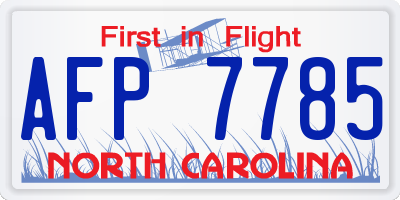 NC license plate AFP7785