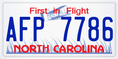 NC license plate AFP7786