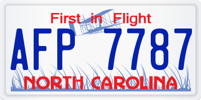 NC license plate AFP7787