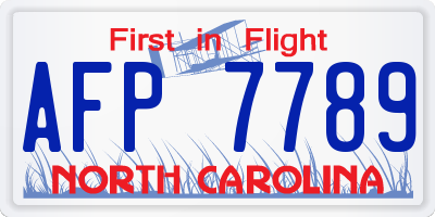 NC license plate AFP7789
