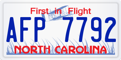 NC license plate AFP7792