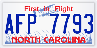NC license plate AFP7793