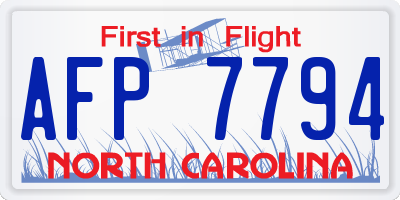 NC license plate AFP7794