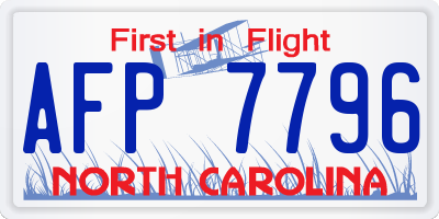 NC license plate AFP7796