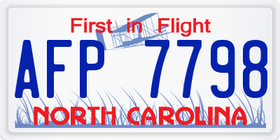 NC license plate AFP7798