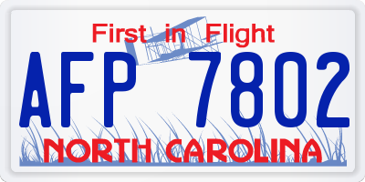 NC license plate AFP7802